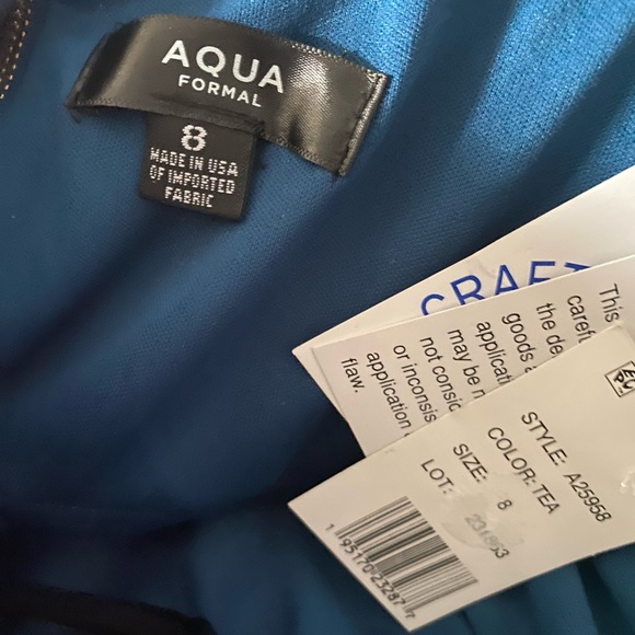 Aqua Formal Strapless Velvet Teal Mini Dress - Picture 4 of 5